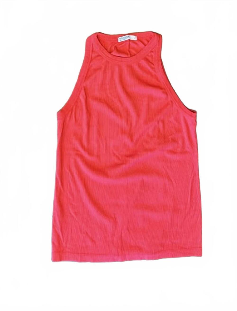 NEW STATESIDE women's rib high-neck tank top in rouge